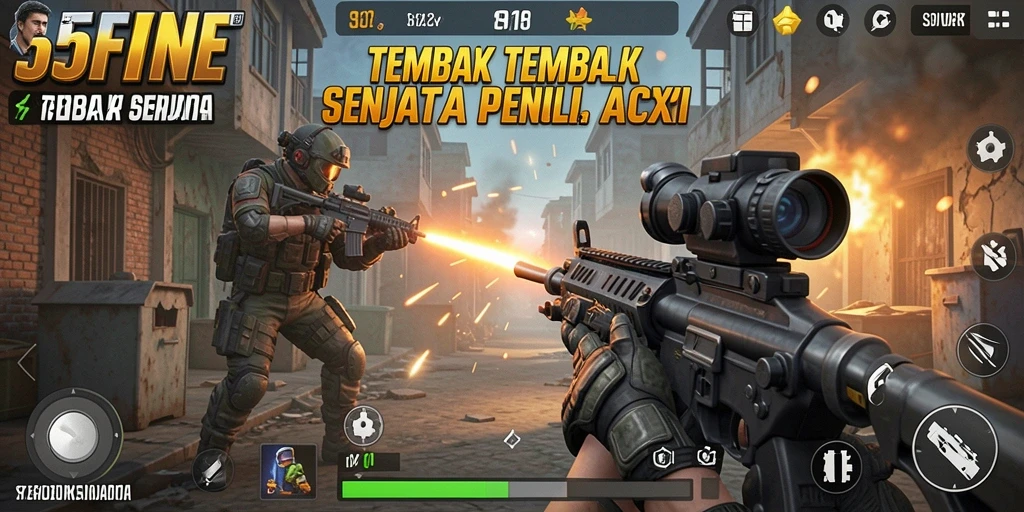 Antarmuka menarik dengan berbagai pilihan senjata dan mode permainan.