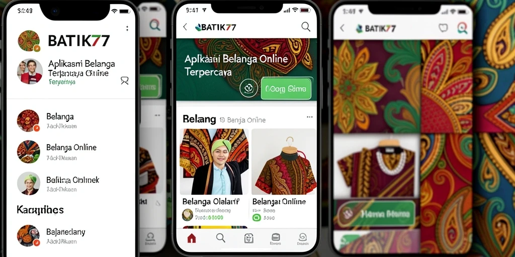 Tampilan antarmuka aplikasi BATIK77 untuk belanja online