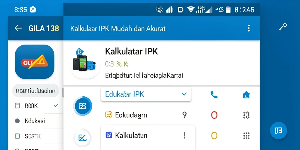 Antarmuka GILA138 yang sederhana menampilkan kalkulator IPK.