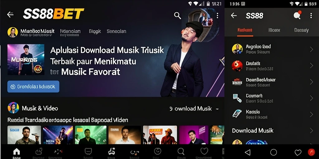 Antarmuka aplikasi SS88BET untuk download musik yang menarik dan mudah digunakan.