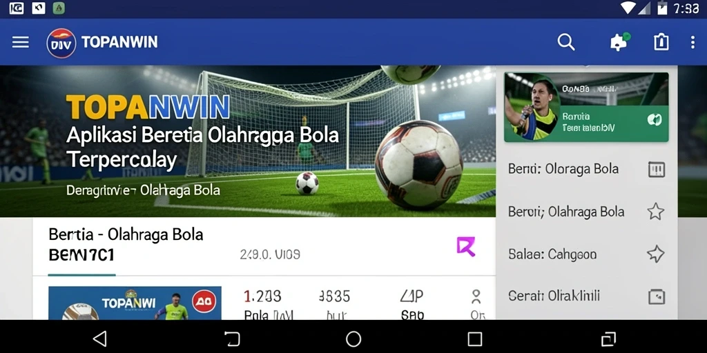 Antarmuka pengguna sederhana dengan informasi berita olahraga bola.